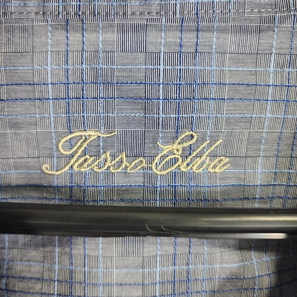 Men's Tasso Elba Shirt Blue & Gray Plaid Long Sleeve Button-Down Size XXL - Picture 5 of 10